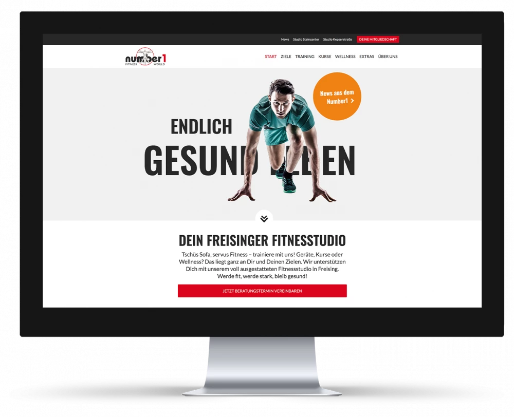 Number1-Website auf großem Screen