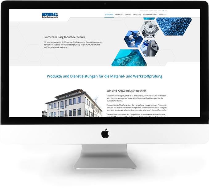 iMac-Mockup der Startseite von Karg
